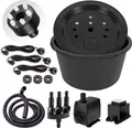 Produktbild: CLGarden Springbrunnenbecken Set mit 90 Liter Becken und GFK Abdeckung Springbrunnen Pumpe SP3 DIY LED Belechtung Springbrunnenbecken