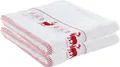 Produktbild: Erwin Müller Handtuch 2er-Pack Walk-Frottier weiß/rot Größe 50x100 cm