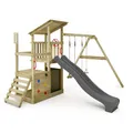 Produktbild: FATMOOSE Spielturm Klettergerüst FruityForest Fun XXL mit Schaukel & anthraziter Rutsche, Outdoor Kinder Kletterturm mit Sandkasten, Leiter & Spiel-Zubehör für den Garten