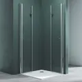Produktbild: Mai & Mai Duschkabine Inkl. Duschtasse Falttür 180° Klarglas 75x75x190cm ESG Klappbar & Faltbar Duschtür Lotus-Effekt NANO Eckeinstieg R26 - Transparent