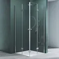 Produktbild: Mai & Mai Duschkabine Komplett Duschtasse Falttür 180° Klarglas 75x75x190cm ESG Klappbar & Faltbar Duschtür Lotus-Effekt NANO Eckeinstieg R26
