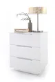 Produktbild: Robas Lund Nachtkonsole weiß hochglanz, Nachtkommode mit Schubladen für Polsterbett Nako Boxspringbett Nachtschrank, BxHxT 50x60x40 cm