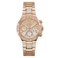 Produktbild: GUESS Damen Armbanduhr Chronograph, Edelstahl, Goldton, Mit Kristallen verziert, wasserdicht 50 m