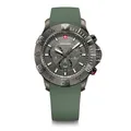 Produktbild: WENGER Herren Armbanduhr Seaforce Chronograph Ø 43 mm, Swiss Made, Analog Quarz, Wasserdicht bis 200 m, Silikon-Armband, Schwarz/Grün, 01.0643.127