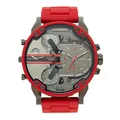 Produktbild: Diesel Herren Armbanduhr aus Edelstahl und Silikon in der Farbe Rot-Grau-Schwarz 57mm, Wasserdichtigkeit: 3Bar, DZ7370