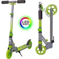 Produktbild: Apollo Scooter LED - Skyracer Led | City Scooter mit Federung| City Roller für Kinder klappbar | Tretroller Kinder ab 5 Jahre | sportlicher Cityro... - Grün/Grau