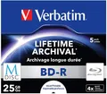 Produktbild: Verbatim MDISC BD-R 25 GB 4-fach Speed bedruckbar Jewel Case Back-Up 5er Pack