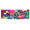 Produktbild: Boland 44602 - Dekorationsbanner 80er Party, Größe 74 x 220 cm, 80s, Bunt, Polyester, Banner, Wanddekoration, Mottoparty, Karneval, Disco, Bühne, Geburtstag, Leomuster, Hängedekoration
