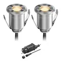 Produktbild: ledscom.de LED Boden-Einbauleuchte BINO für außen, IP67, 32mm Ø, warmweiß, 2er Set