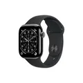 Produktbild: Apple Watch Series 11 GPS + Cellular 42mm Slate Titanium Gehäuse mit Sport Band (black) - S/M