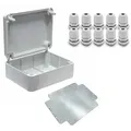 Produktbild: ARLI SET: Abzweigdose  IP67 Aufputz 250 x 200 x 90 mm inkl. Montageplatte + 10x Kabelverschraubungen M12 x 1,5 mm