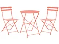 Produktbild: Balkonset Metall rot 3-teilig Tisch rund mit 2 Stühlen klappbar modern Fiori