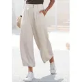 Produktbild: LASCANA Bundfaltenhose mit Taschen und Knopfdetail, weites Bein, leichte Sommerhose beige 42