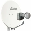 Produktbild: HDTV Sat Komplettset - Fuba Satellitenschüssel 80cm weiß + Quad LNB 4 Teilnehmer