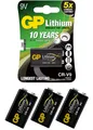 Produktbild: 3x1er Blister-GP Batterie Lithium 9V Block E-Block CR-V9 /CRV9 für Rauchmelder
