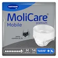 Produktbild: MoliCare premium Mobile 10 Tropfen Größe M, Inkontinenzhosen für Frauen und Männer mit schwerer Inkontinenz, extra Auslaufschutz, fortschrittlicher Hautschutz, verbesserte Passform, 14 Stück