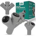 Produktbild: Millto™ Abflussrohr Doppelabzweig 50x50x50x50 45º Grau Abfallsystem Muffe Abwasserrohr Kanalisationsanschluss Verbindungsstück für Abwasserkanalisation Polypropylen