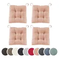 Produktbild: sleepling 4er Set Stuhlkissen, Sitzkissen Eva für Indoor und Outdoor, mit Klettverschluss, 100% Baumwolle, Made in EU, Maße: 40 (vorne), 35 (hinten) x 38 x 7 cm, Rose