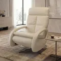 Produktbild: Relaxsessel HWC-L11, TV-Sessel Liegesessel, Liegefunktion drehbar, elektrisch verstellbar Voll-Leder creme-weiß