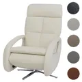 Produktbild: Relaxsessel HWC-L11, TV-Sessel Liegesessel, Liegefunktion drehbar, elektrisch verstellbar Voll-Leder ~ creme-weiß