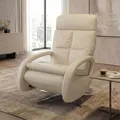 Produktbild: Mendler Relaxsessel HWC-L11, TV-Sessel Liegesessel, Liegefunktion drehbar, elektrisch verstellbar Voll-Leder - Creme-weiß
