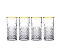 Produktbild: Pasabahce Cocktailglas TIMELESS 4er Set Wassergläser Lang 365 ml Gläser-Set Saft GOLD, 4-tlg.