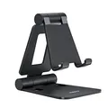 Produktbild: Nulaxy Verstellbar Handy Ständer Tisch, Faltbarer Aluminium Handy Halterung Einstellbar Schreibtisch, Kompatibel mit iPhone 17/16/15/14/13/12 Pro Max/Xr/Xs/X/8, Huawei, Galaxy und Allen Smartphones