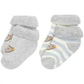 Produktbild: Steiff Baby Unisex Socken, 2er Pack - Bio-Baumwolle, Teddy-Motiv, uni/gestreift Blau 17-18