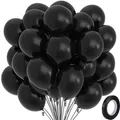Produktbild: 50 Stück Luftballons Schwarz, 12 Zoll Latexballons für Geburtstag, Hochzeit, ...