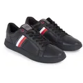 Produktbild: Tommy Hilfiger ESSENTIAL LEATHER CUPSOLE Sneaker mit typischen Streifen, Freizeitschuh, Halbschuh, Schnürschuh schwarz 41 EU