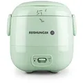 Produktbild: REISHUNGER Mini Reiskocher, salbeigrün | 0,3 L - 1-2 Portionen | hochwertige Keramikbeschichtung - Premium Topf | Handliche Größe für kleine Ha... - Grün