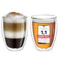 Produktbild: Creano doppelwandige Cappuccinotassen 250ml „DG-Hoch“, 2er Set, großes Thermoglas doppelwandig aus Borosilikatglas, Kaffee, Tee, Latte Gläser, Doppelwandgläser