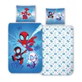 Produktbild: MTOnlinehandel Bettwäsche 135x200 Flanell, Biber Mädchen, Jungen, Spidey & Friends kuschelig weich für Winter, 1x Kissenbezug 80x80 + Bettbezug 135x200, 100% Baumwolle (Spidey)