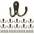 Produktbild: 10er Set Kleiderhaken Vintage, Massive Antik Doppel-Haken, Retro Haken Wand Metall Huthaken Mantelhaken für Garderobenhaken Küche Schrank Badezimmer (Vintage Bronze)