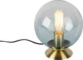 Produktbild: QAZQA - Art Deco Art Deco Tischlampe Messing mit blauem Glas - Pallon I Wohnzimmer I Schlafzimmer - Kugel I Kugelförmig - LED geeignet E27