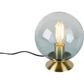 Produktbild: Art Deco Tischlampe Messing mit blauem Glas - Pallon