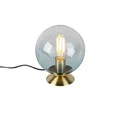 Produktbild: Qazqa - Art Deco Art Deco Tischlampe Messing mit blauem Glas - Pallon I Wohnzimmer I Schlafzimmer - Kugel I Kugelförmig - LED geeignet E27