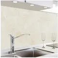 Produktbild: danario Küchenrückwand Folie selbstklebend, Glasoptik, Spritzschutz Küche, versteift & robust beige 220 cm x 60 cm