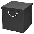 Produktbild: CM3 1 Stück Schwarz Faltbox 30 x 30 x 30 cm Aufbewahrungsbox faltbar mit Kordel und mit Deckel