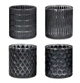Produktbild: levandeo 4er Set Teelichthalter Schwarz Glas Windlicht Tischdeko Kerzenhalter Kerzen Deko Wohndeko Kerzenglas