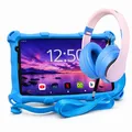 Produktbild: AngelTech Kinderpaket PRO MAX - Kindertablet + Kinderkopfhörer - Android 15 - 4+3 GB RAM - 64+64 GB - Octa-Core-Prozessor - Schnelles 8 Zoll - Blau