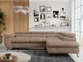 Produktbild: Ecksofa Sofa Braun, Wohnlandschaft L-Form mit Schlaffunktion und Bettkasten, Schlafsofa mit Bettkasten, Sofa mit Einstellbare Kopfstützen, Peter L - Braun Cord - Rechts Braun