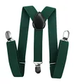 Produktbild: axy Kinder/Jungen Hosenträger-Y Form breit 2,5 cm mit 3 Starken Clips, kombinierbar mit Fliege - Uni Farben HTK25-1 (für Jungen (7-12 Jahre alt), Grün)