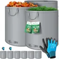 Produktbild: KESSER® Gartensack Set Laubsack Gartenabfallsack inkl. Handschuhe - Selbststehend 4 Griffe Stabil Robust & Faltbar - Laubsäcke Rasenschnitt Gartensäcke für Gartenabfälle Grünschnitt