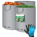 Produktbild: KESSER® Gartensack 6X 272L Set Laubsack Gartenabfallsack inkl. Handschuhe - Selbststehend 4 Griffe Stabil Robust & Faltbar - Laubsäcke Rasenschnitt Gartensäcke für Gartenabfälle Grünschnitt Grau