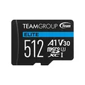 Produktbild: TEAMGROUP Elite A1 512GB microSDXC UHS-I U3 V30 A1 High Speed Flash Memory Card with Adapter for Phone, Android Mobile Device, 4K Shooting TEAUSDX512GIV30A103 (Read Speed up to 90MB/s)