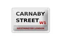 Produktbild: Femer GmbH Metallschild London 18x12cm Westminster Carnaby Street W1 weißes Schild, (1 St), gewölbte Oberfläche, abgerundete Ecken, umgeschlagene Kanten