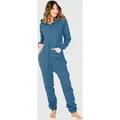 Produktbild: Jumpsuit MONIZ, Damen, Gr. XS, EURO-Größen, blau (jeansblau), 80% Baumwolle, 20% Polyester, lang, Overalls Jumpsuit, mit kuscheligem Komfort