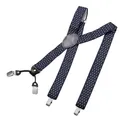 Produktbild: DonDon Hosenträger Herren extra stark Rauten blau weiß 3,5 cm Hosenträger Herren breit in Y-Form lang - Starke Clips passend für Anzug Jeans Chinos Vintage Rockabilly Suspenders