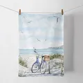Produktbild: Ambiente Geschirrtuch Küchentuch Trockentuch 50x70cm 100% Baumwolle Fahrrad am Strand Maritim
